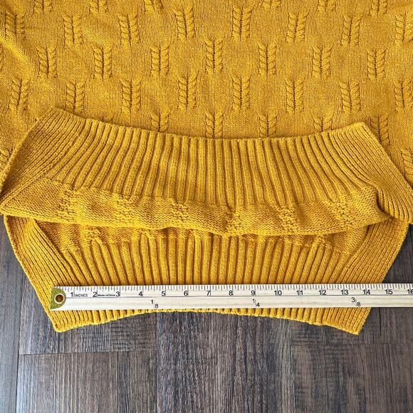 Lucky Brand Tunic Sweater Braid Stitch Drop Shoulder Oversize Size Small Mustard - Picture 11 of 16